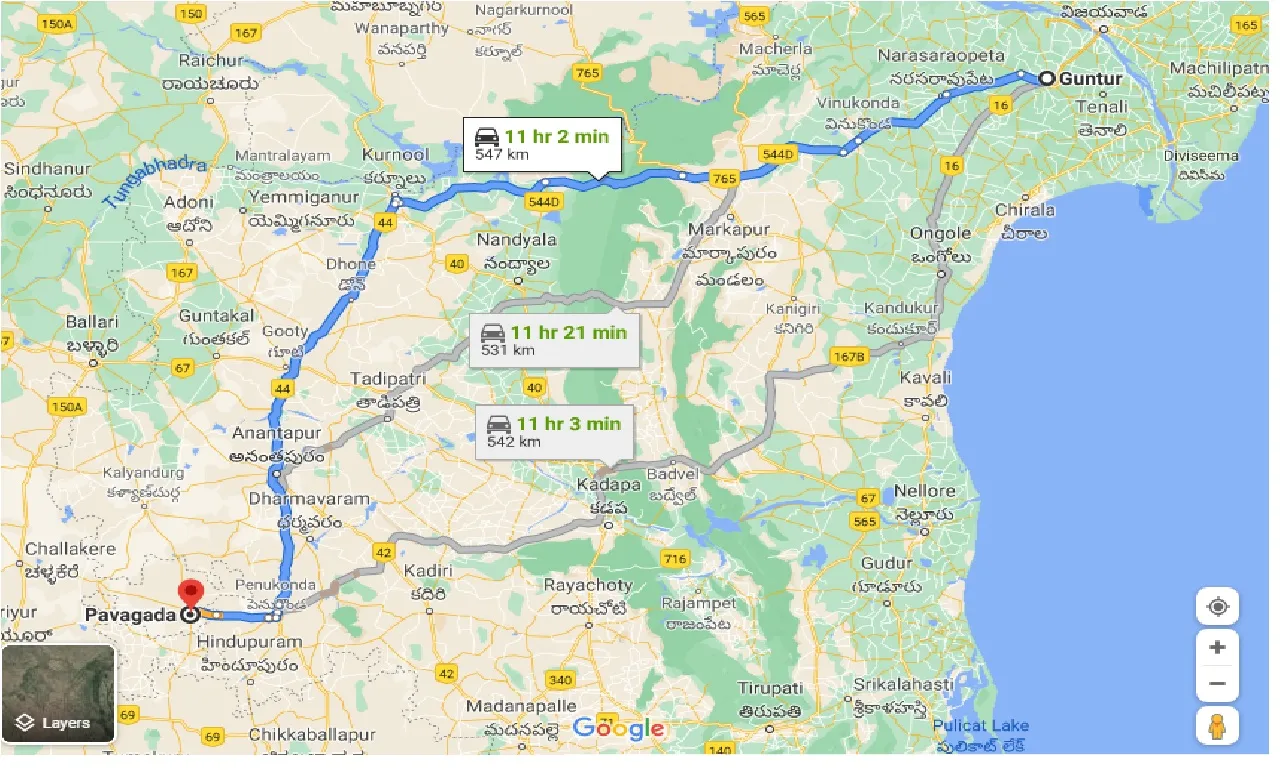 guntur-to-pavagada-taxi