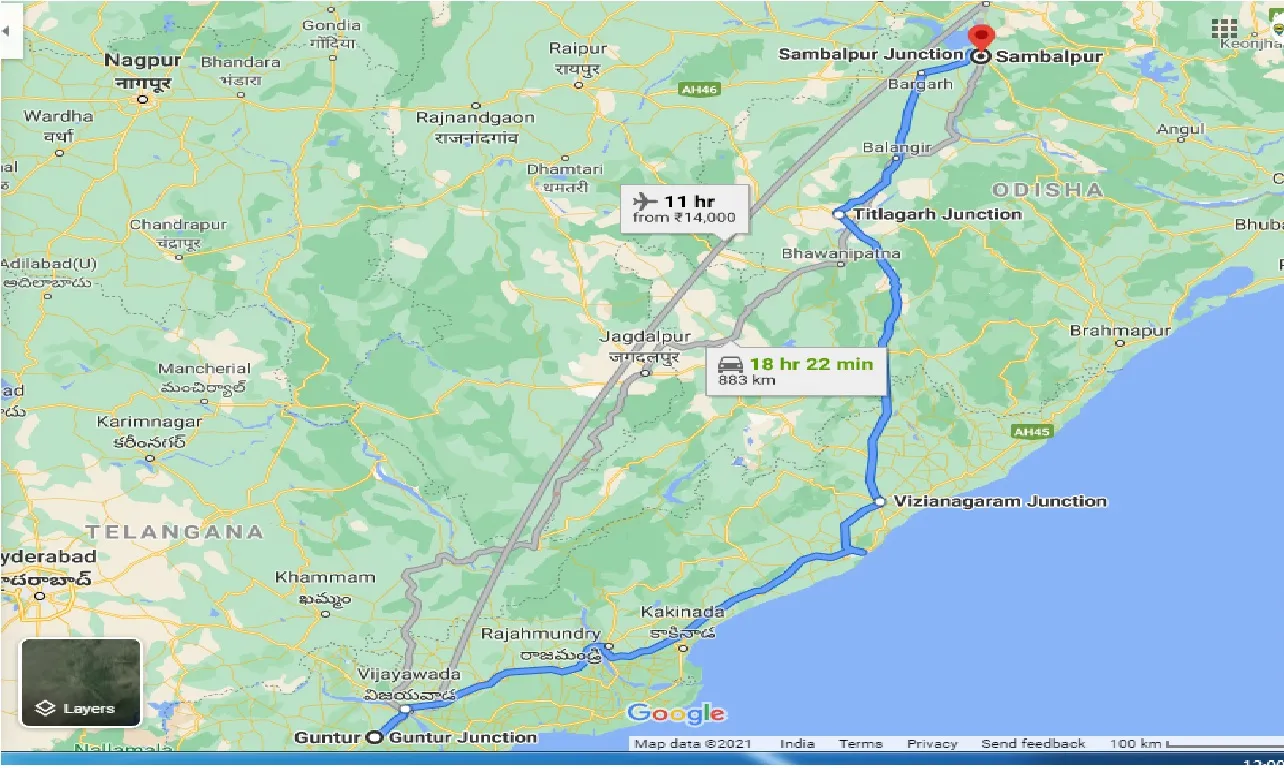 guntur-to-sambalpur-taxi