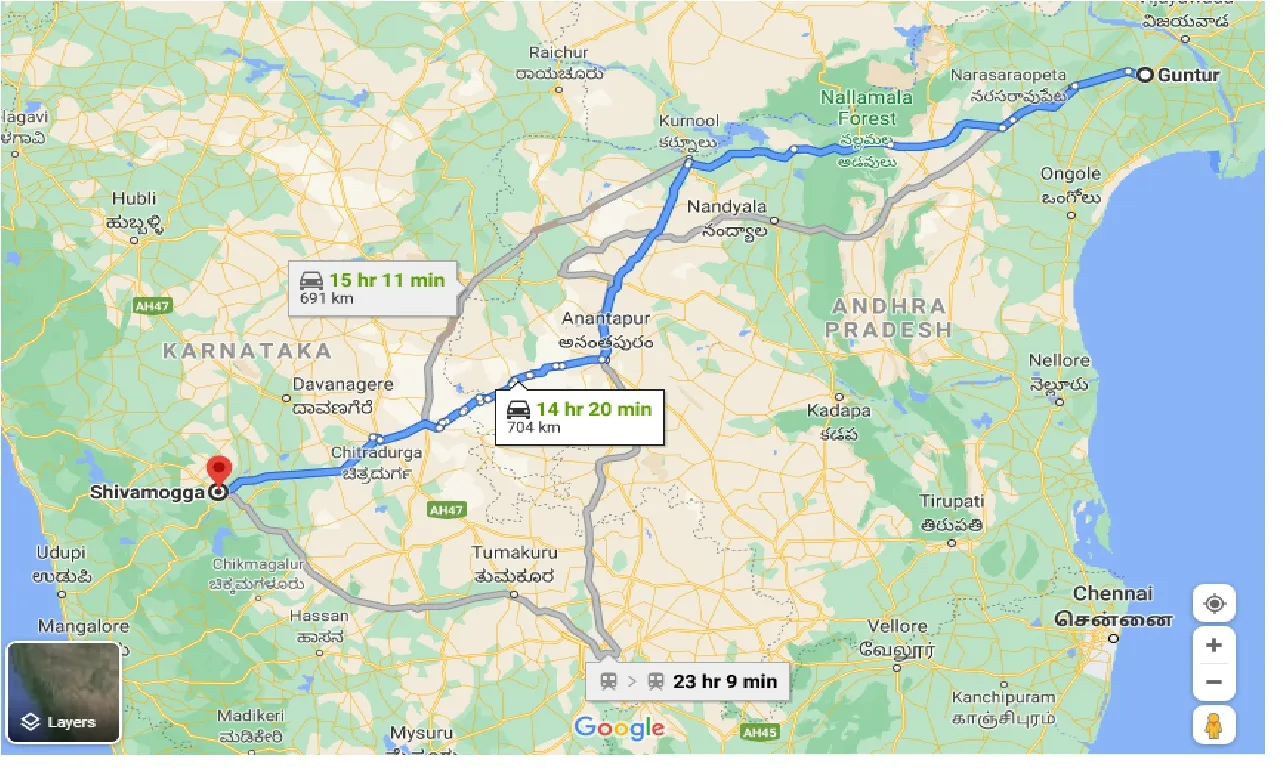 guntur-to-shivamogga-taxi