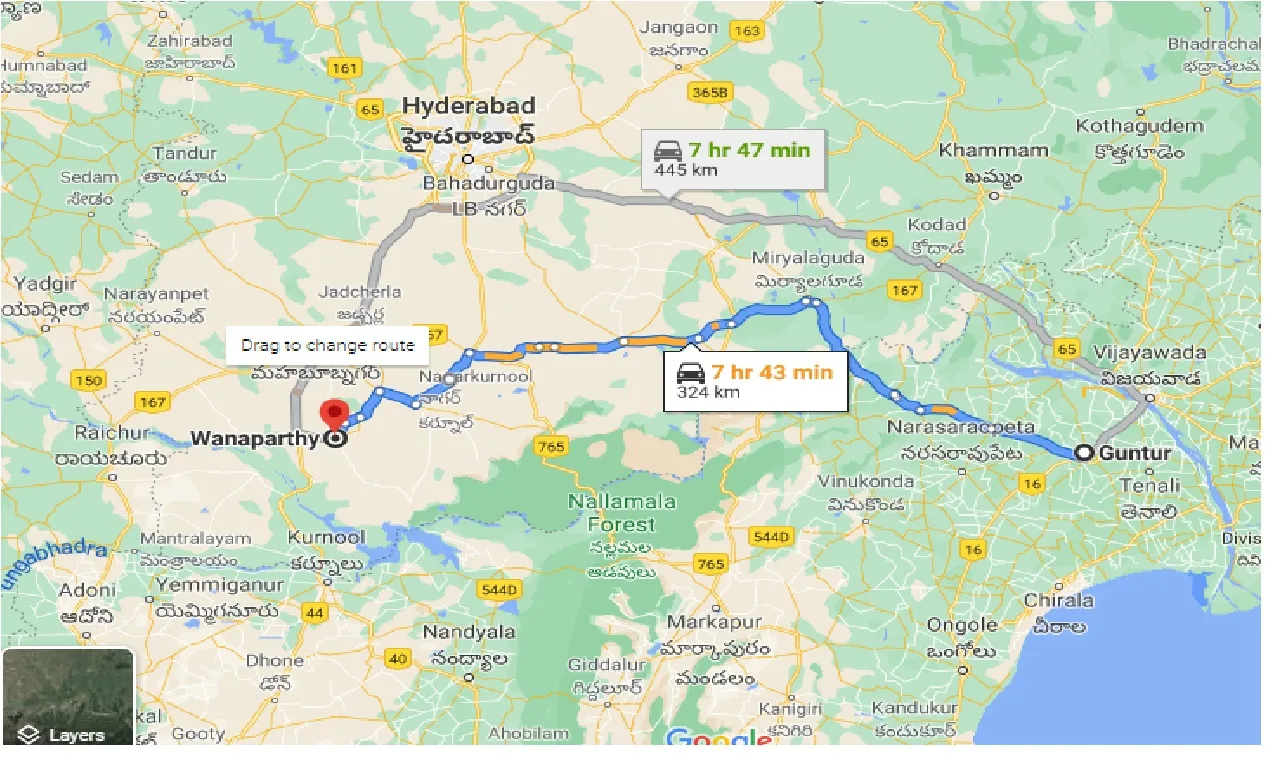 guntur-to-wanaparthy-one-way