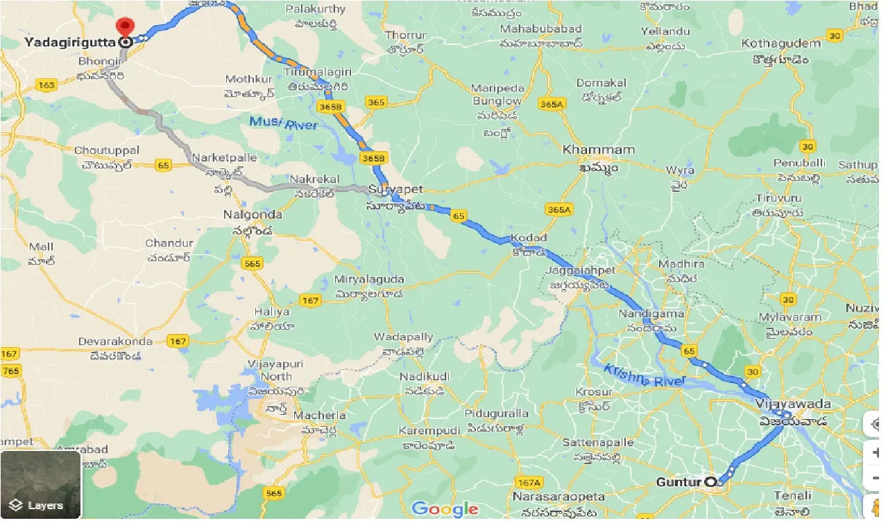 guntur-to-yadagirigutta-taxi