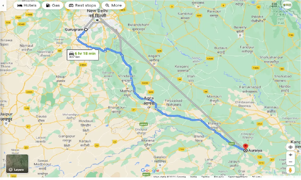 gurgaon-to-auraiya-round-trip