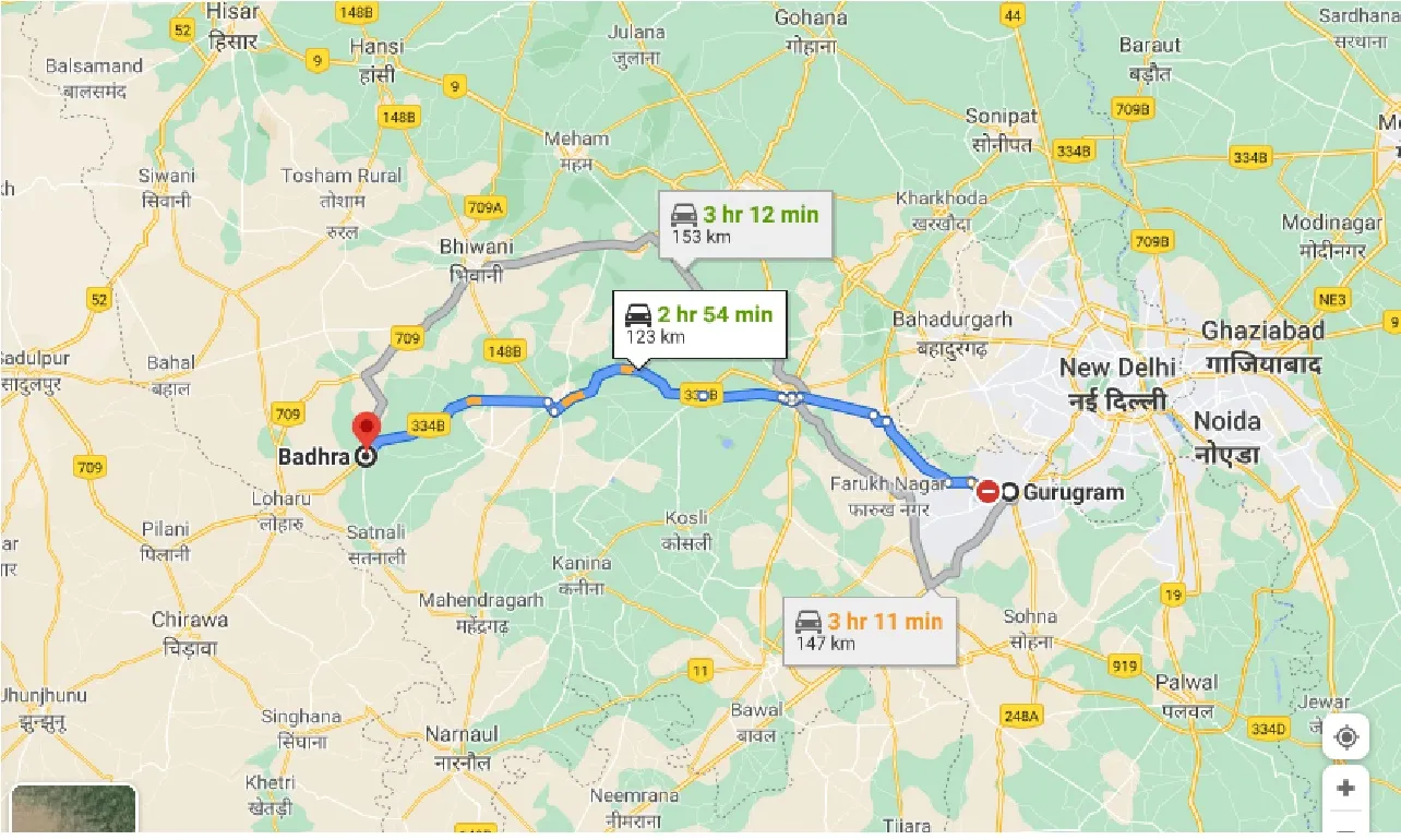 gurgaon-to-badhra-one-way