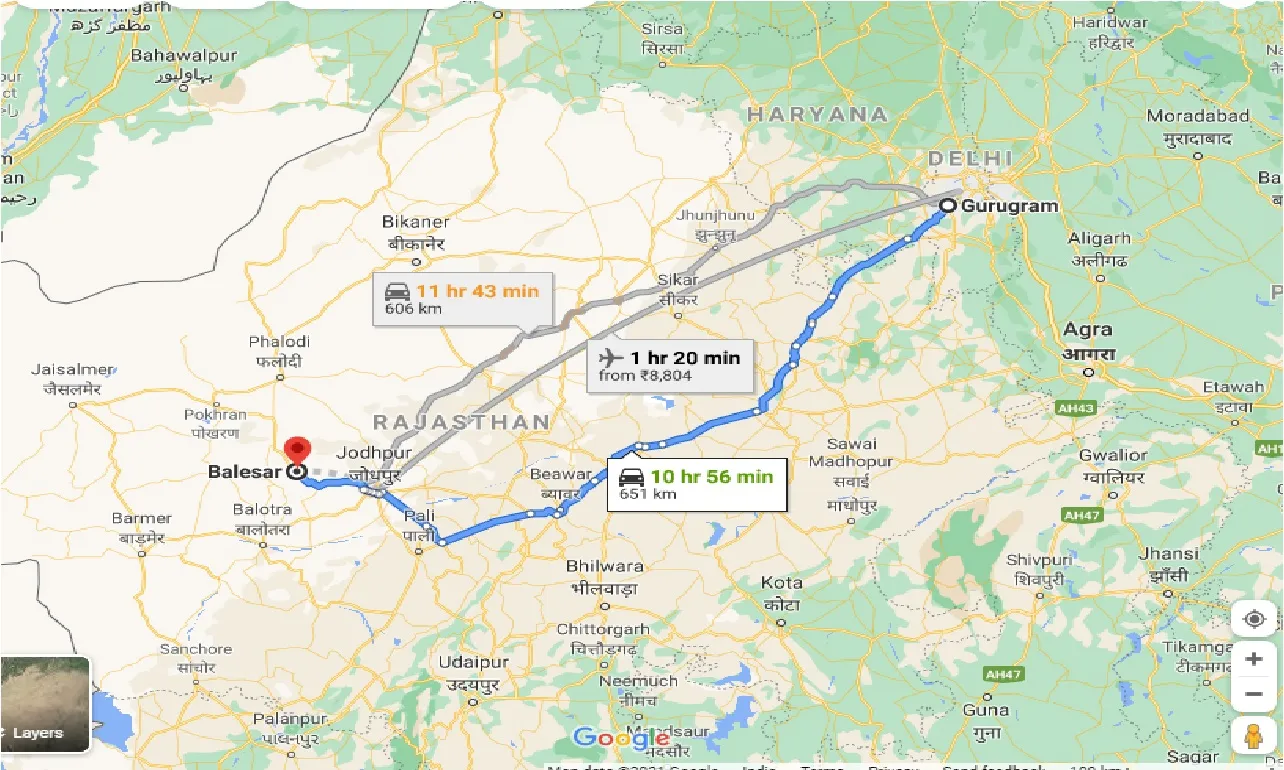 gurgaon-to-balesar-one-way