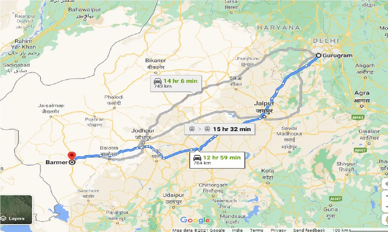 gurgaon-to-barmer-one-way