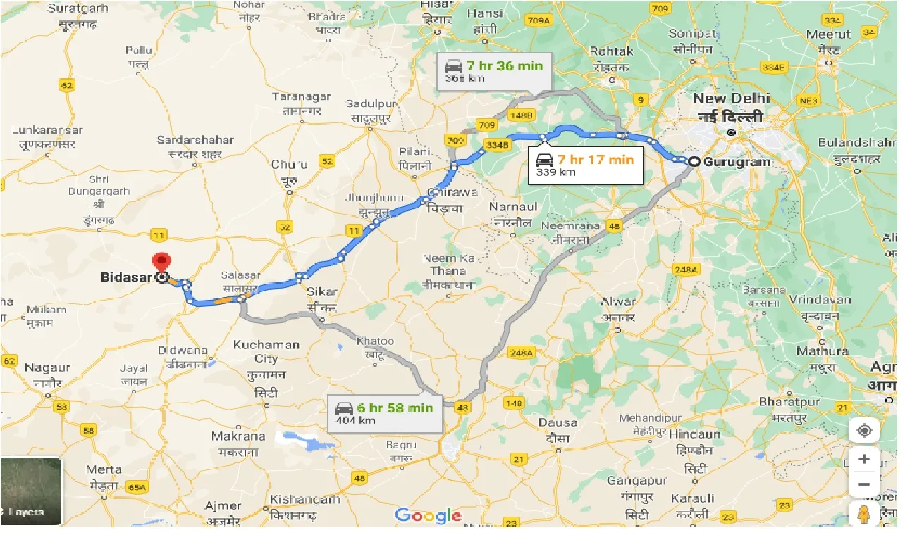 gurgaon-to-bidasar-one-way