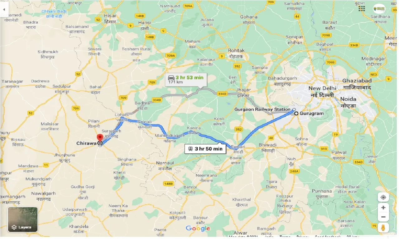 gurgaon-to-chirawa-one-way