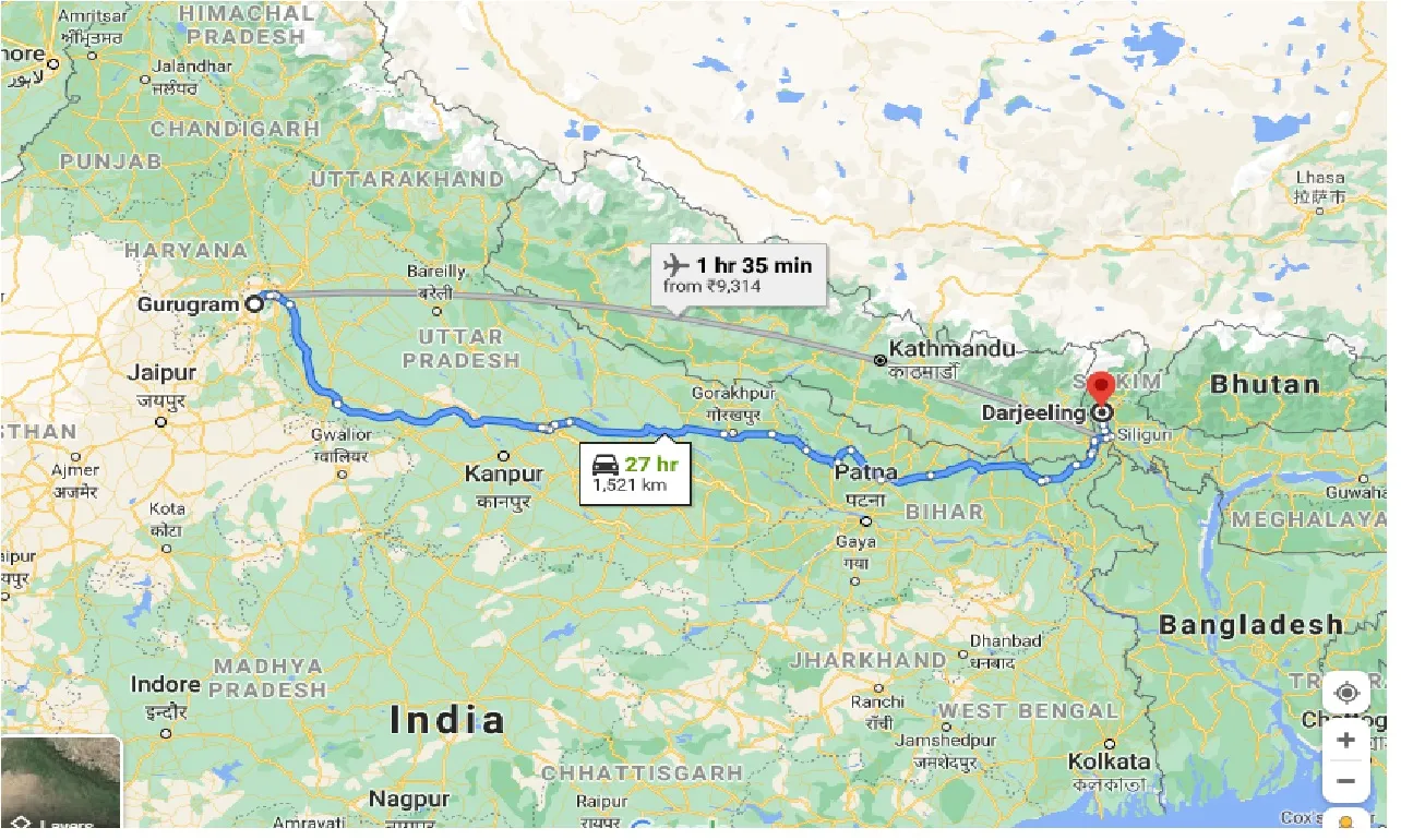 gurgaon-to-darjeeling-one-way