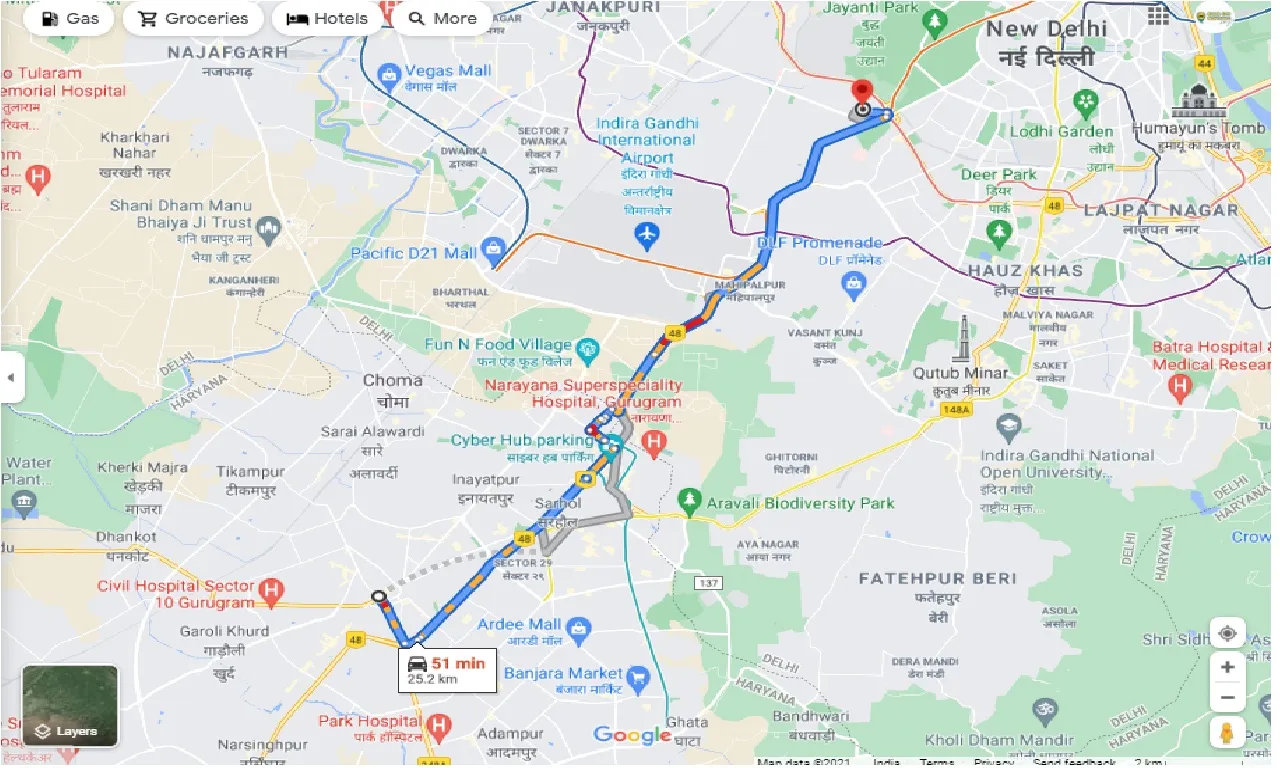 gurgaon-to-delhi-cantt-round-trip