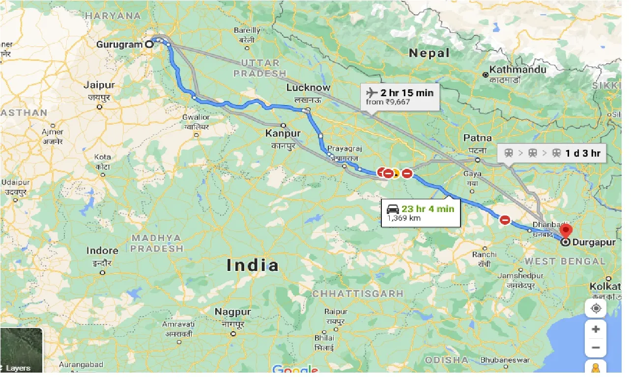 gurgaon-to-durgapur-one-way