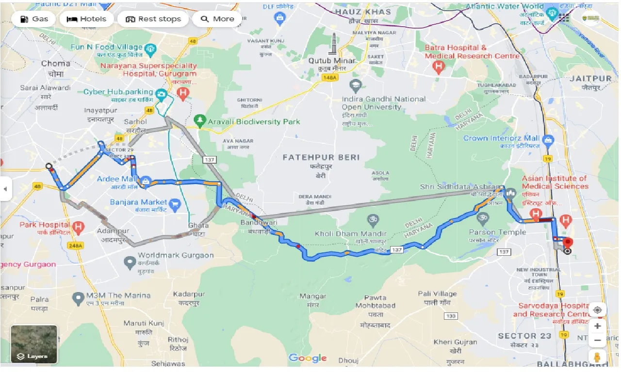 gurgaon-to-faridabad-round-trip