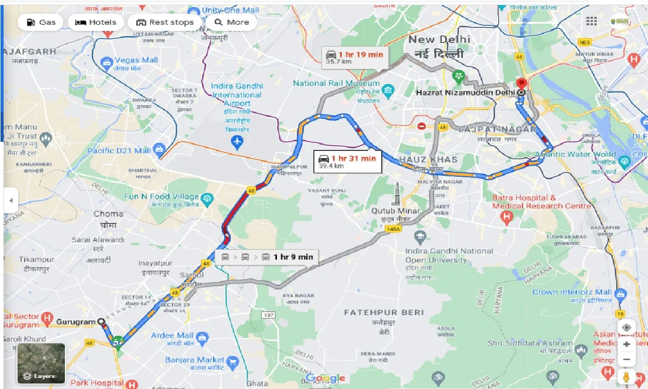 gurgaon-to-h-nizamuddin-one-way