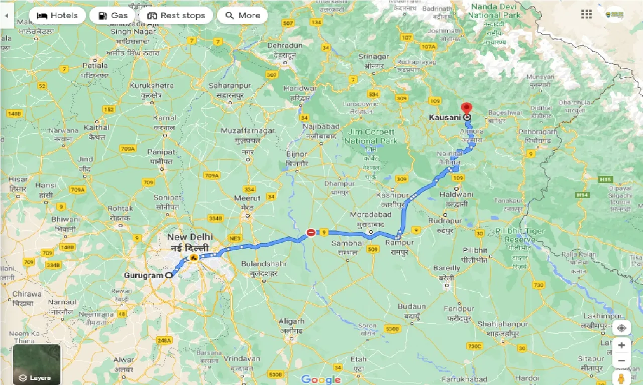 gurgaon-to-kausani-round-trip
