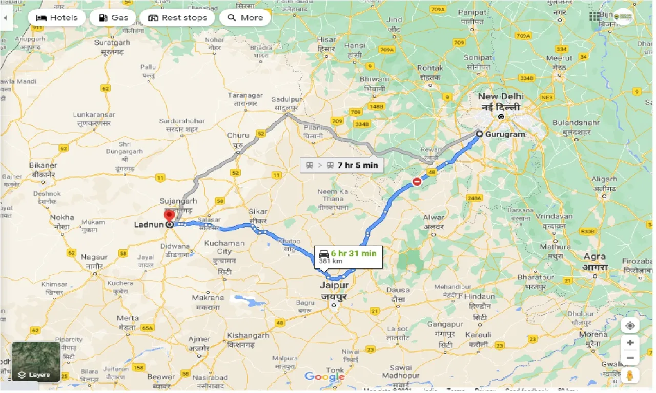 gurgaon-to-ladnun-one-way