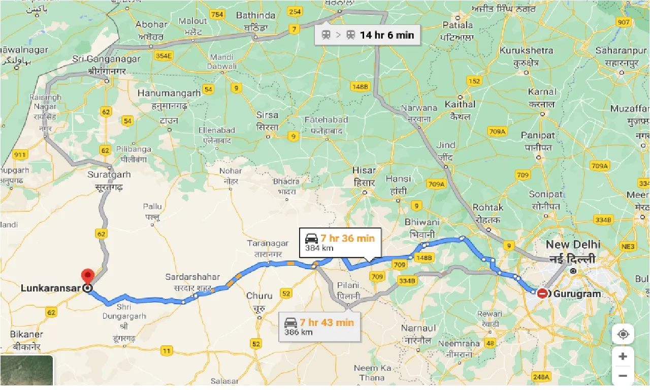 gurgaon-to-lunkaransar-one-way