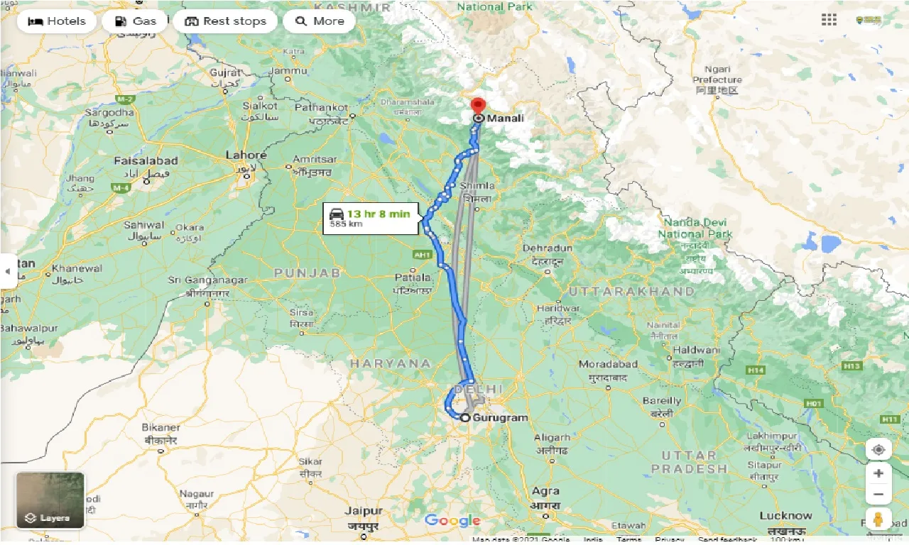 gurgaon-to-manali-one-way