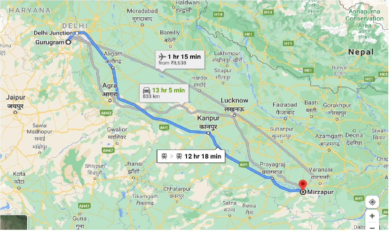 gurgaon-to-mirzapur-one-way