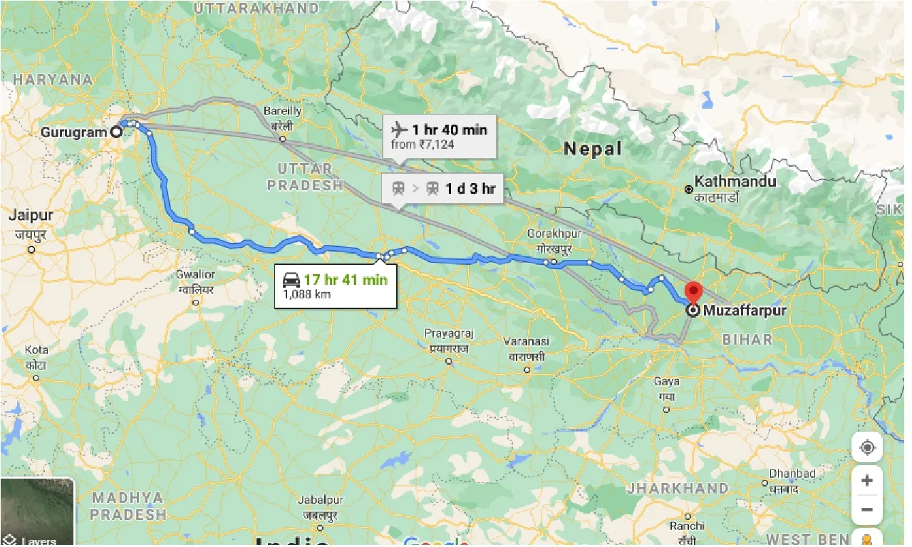 gurgaon-to-muzaffarpur-one-way