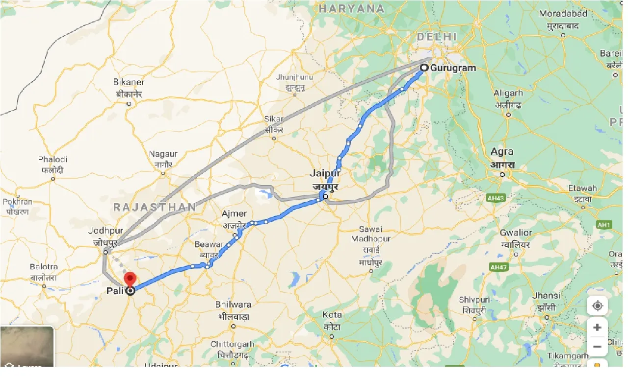 gurgaon-to-pali-one-way
