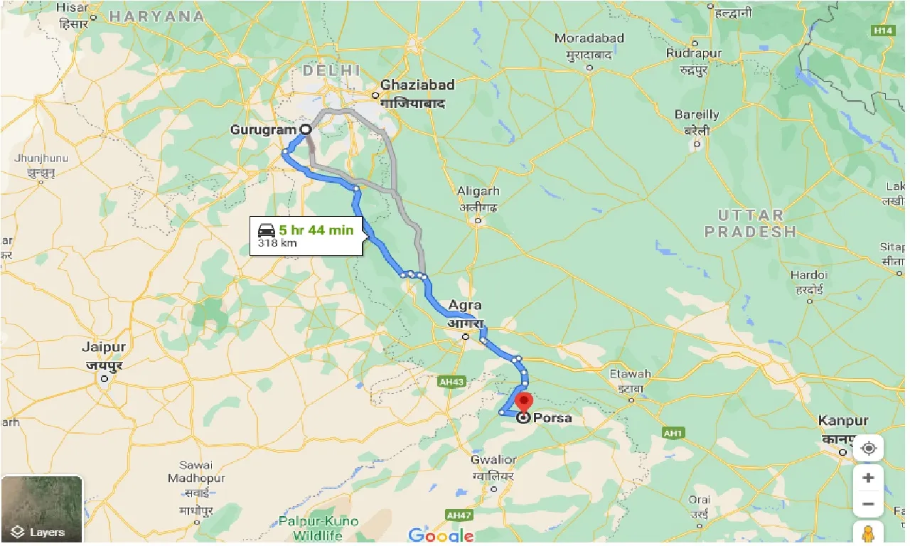 gurgaon-to-porsa-one-way