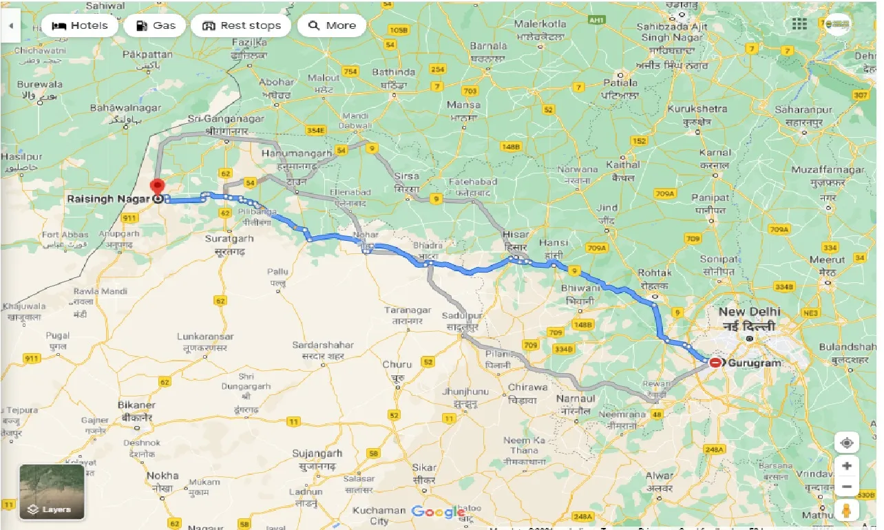 gurgaon-to-raisingh-nagar-one-way