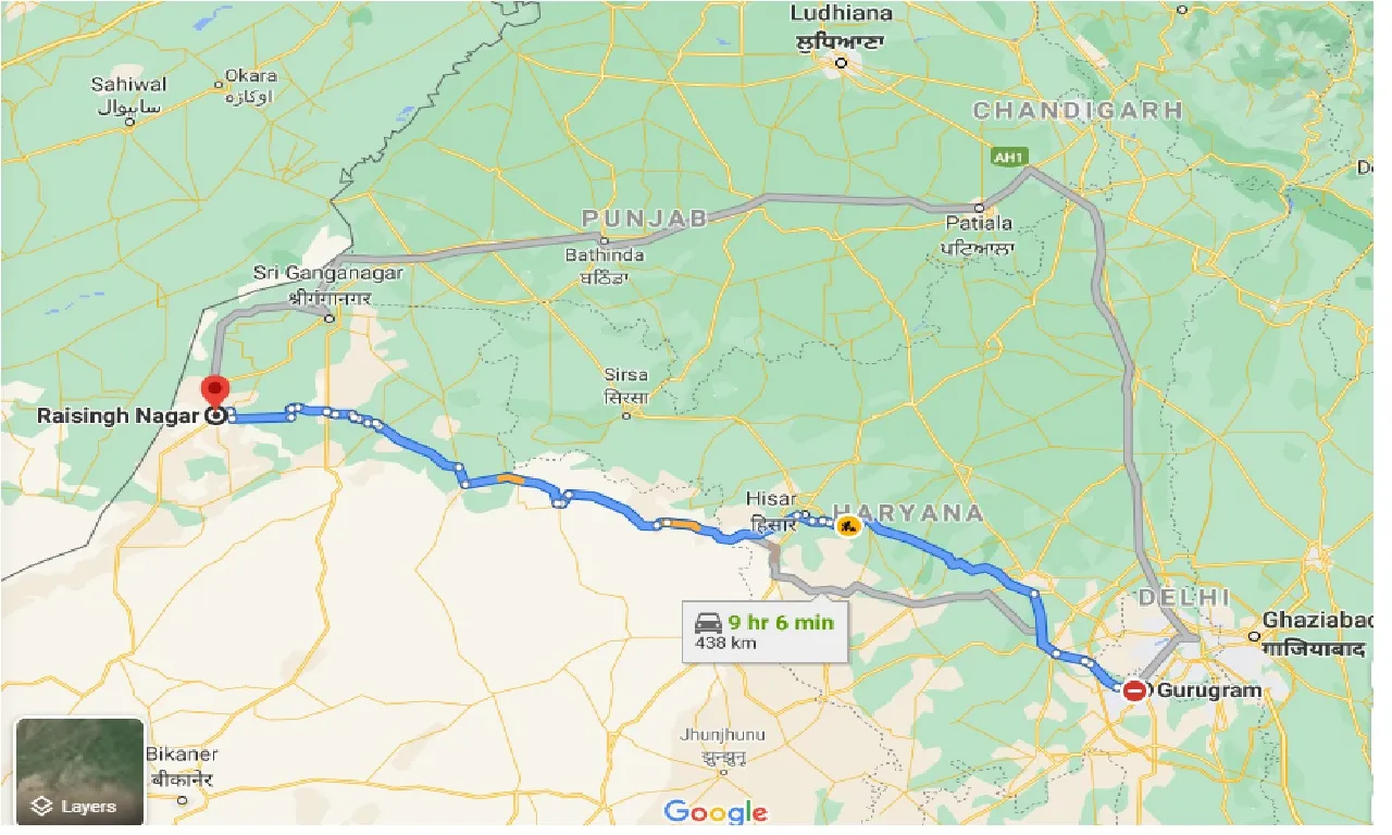 gurgaon-to-rajsingh-nagar-one-way