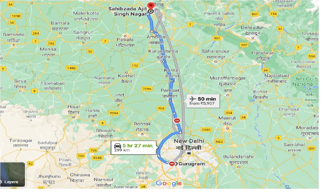 gurgaon-to-sahibzada-ajit-singh-nagar-one-way