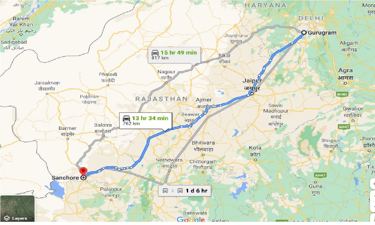 gurgaon-to-sanchore-one-way