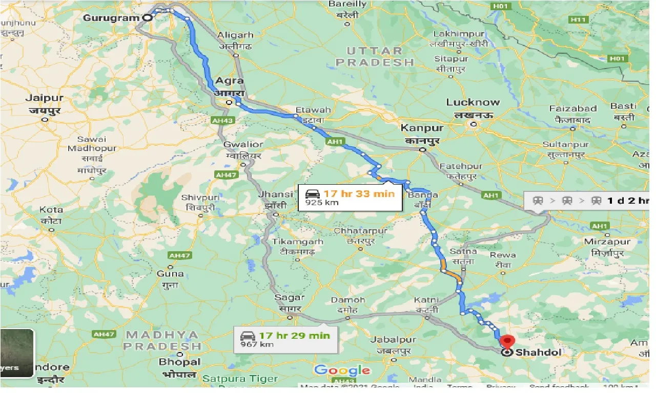 gurgaon-to-shahdol-taxi