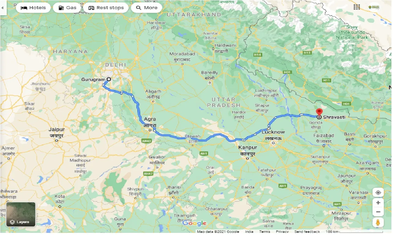 gurgaon-to-shravasti-round-trip