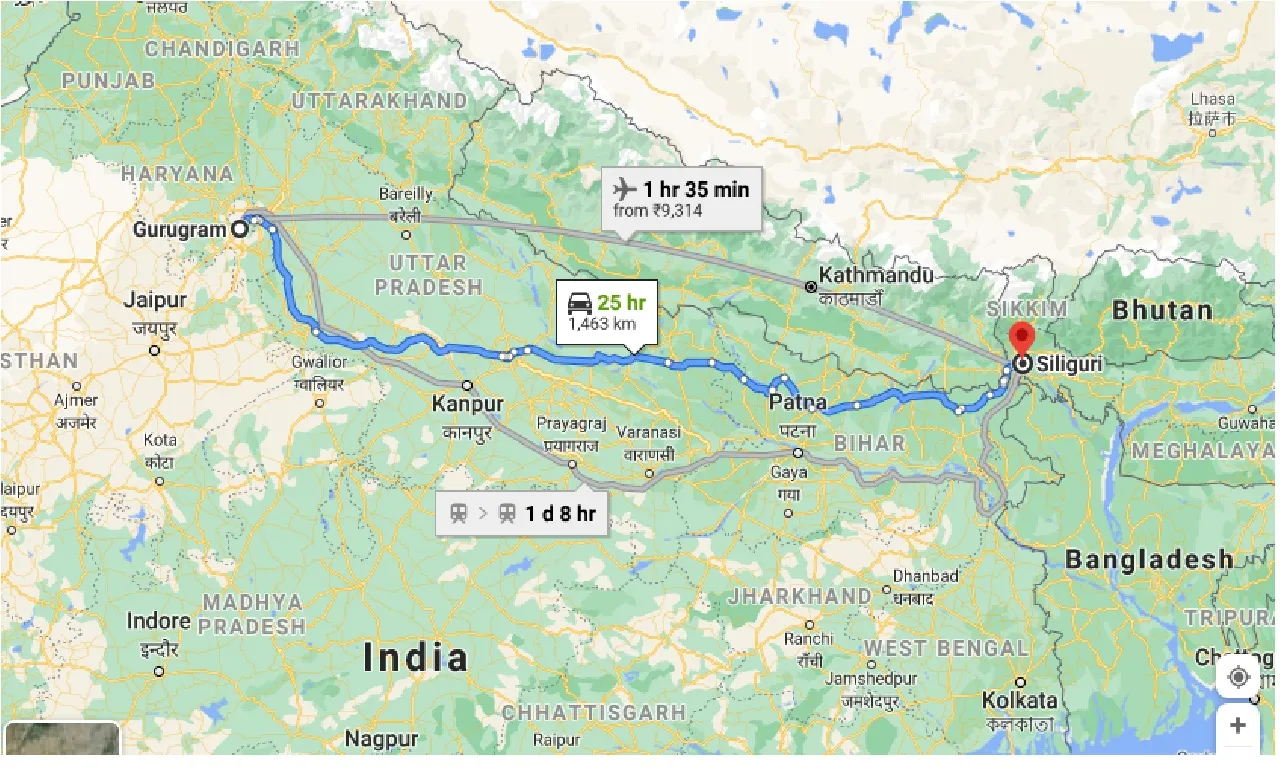 gurgaon-to-siliguri-one-way