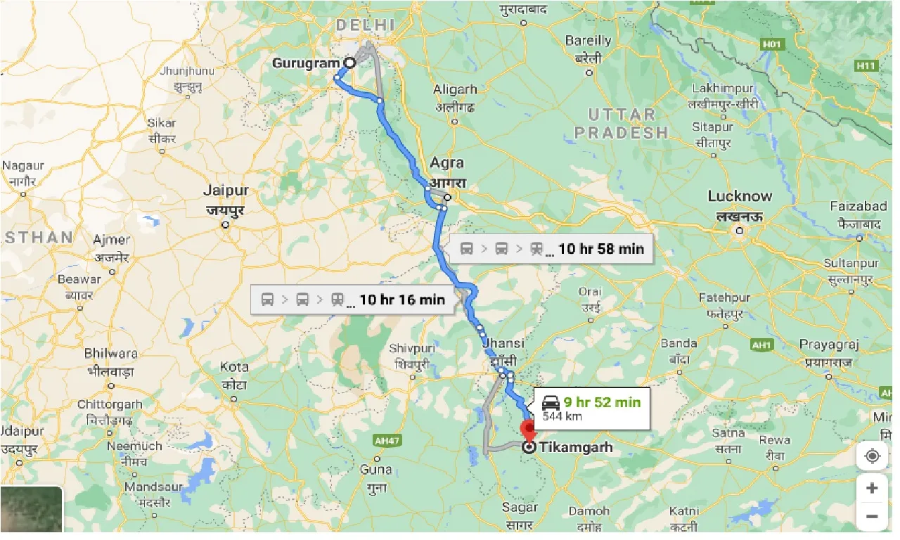 gurgaon-to-tikamgarh-taxi