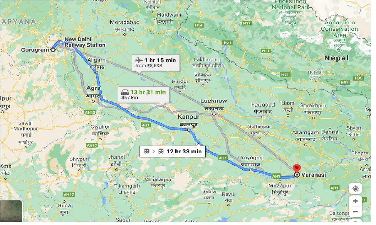 gurgaon-to-varanasi-one-way