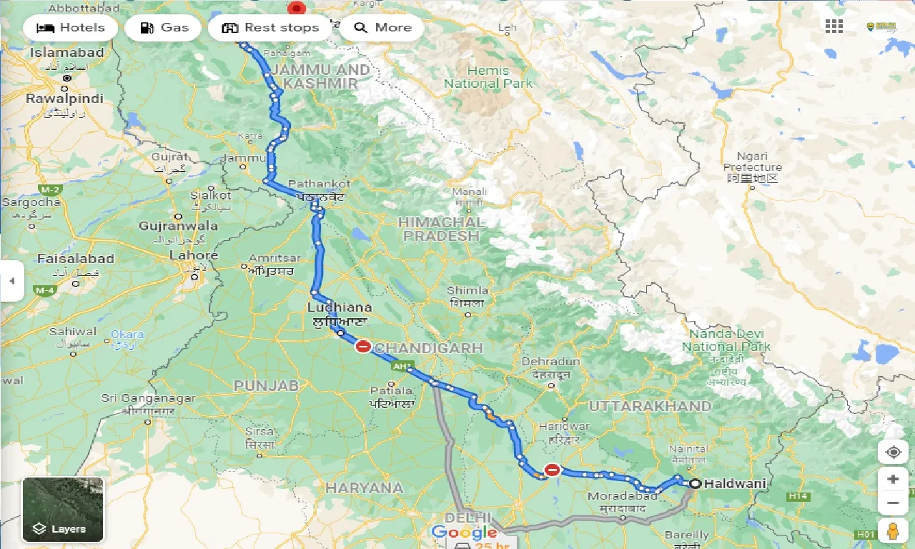 haldwani-to-baltal-one-way