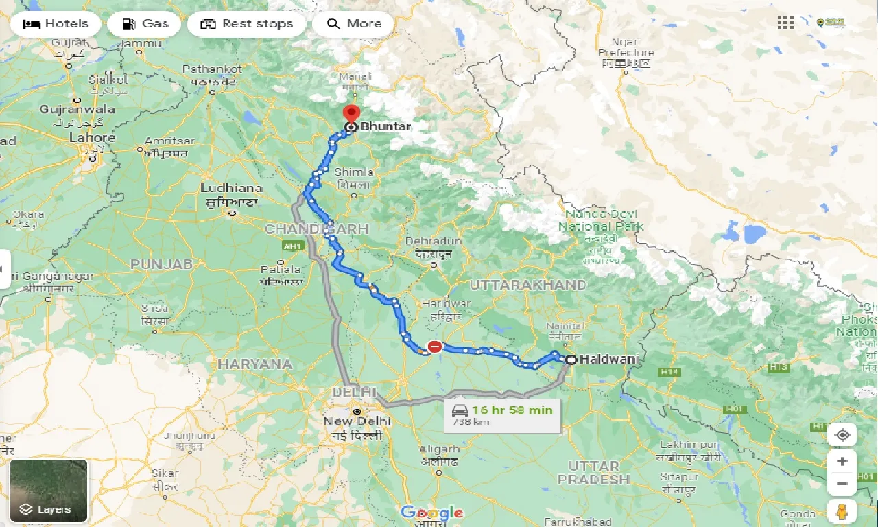 haldwani-to-bhuntar-taxi