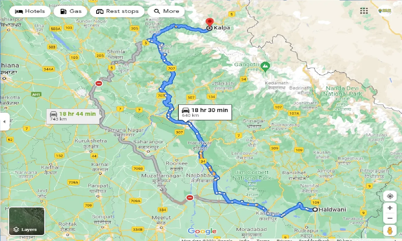 haldwani-to-kalpa-taxi