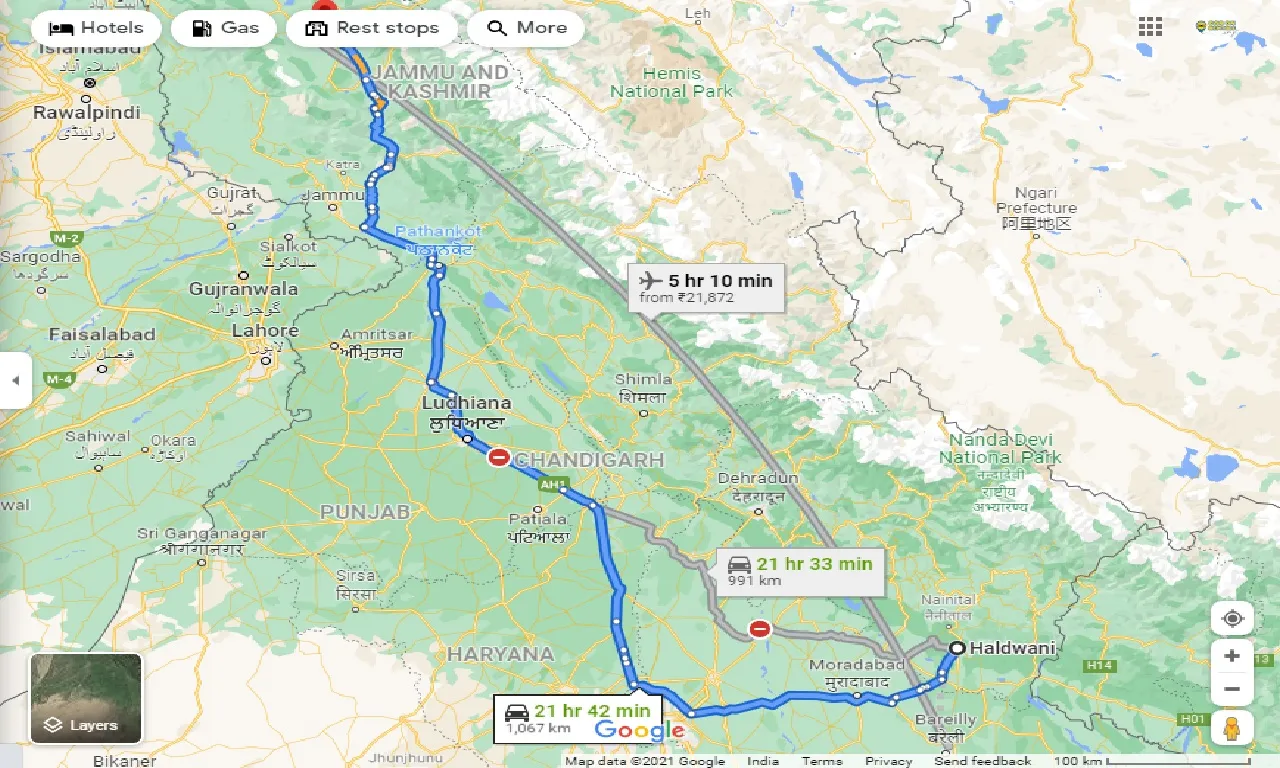 haldwani-to-srinagar-taxi