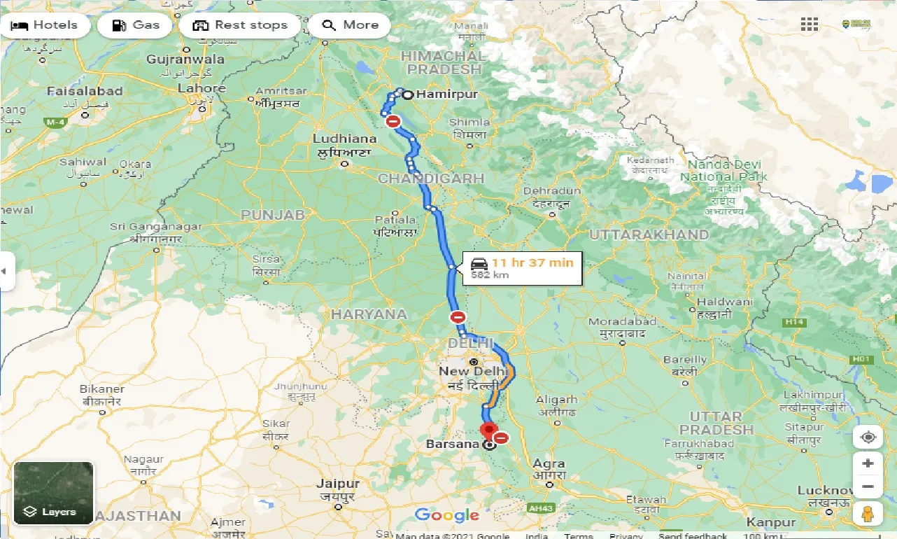 hamirpur-to-barsana-one-way