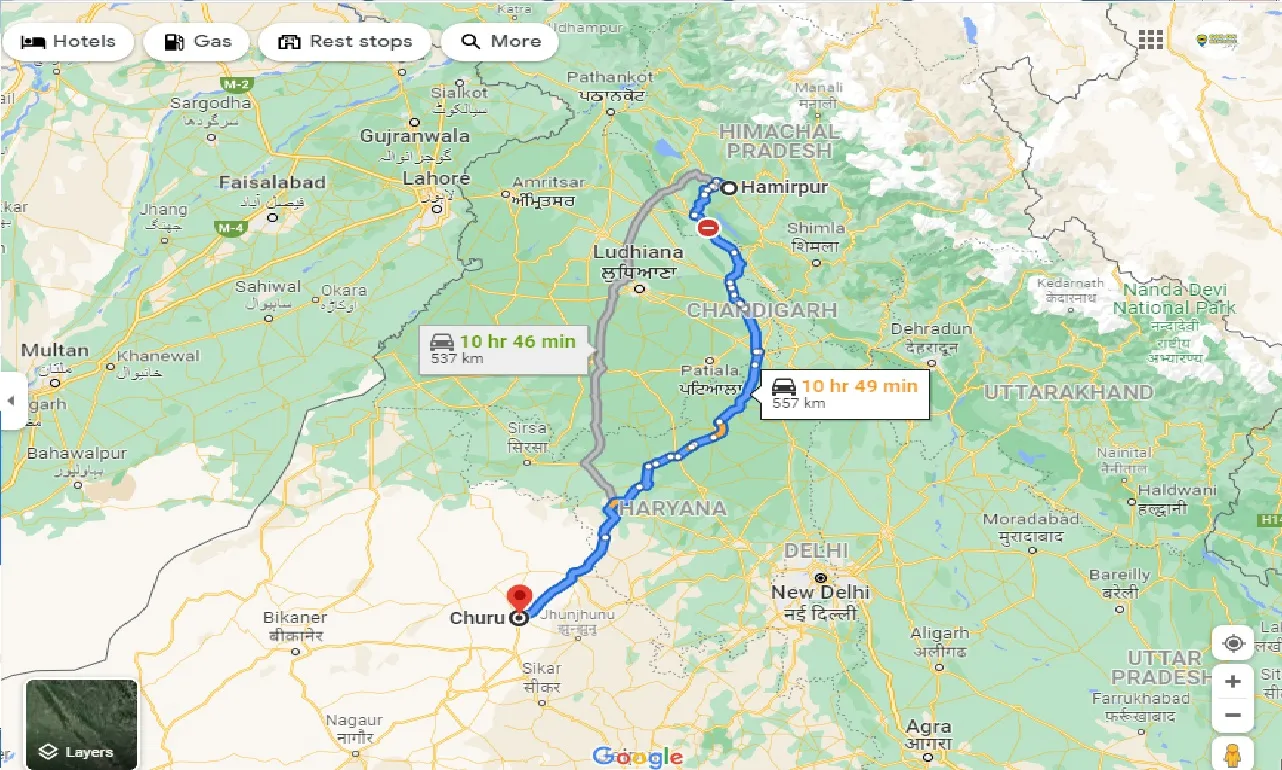 hamirpur-to-churu-one-way