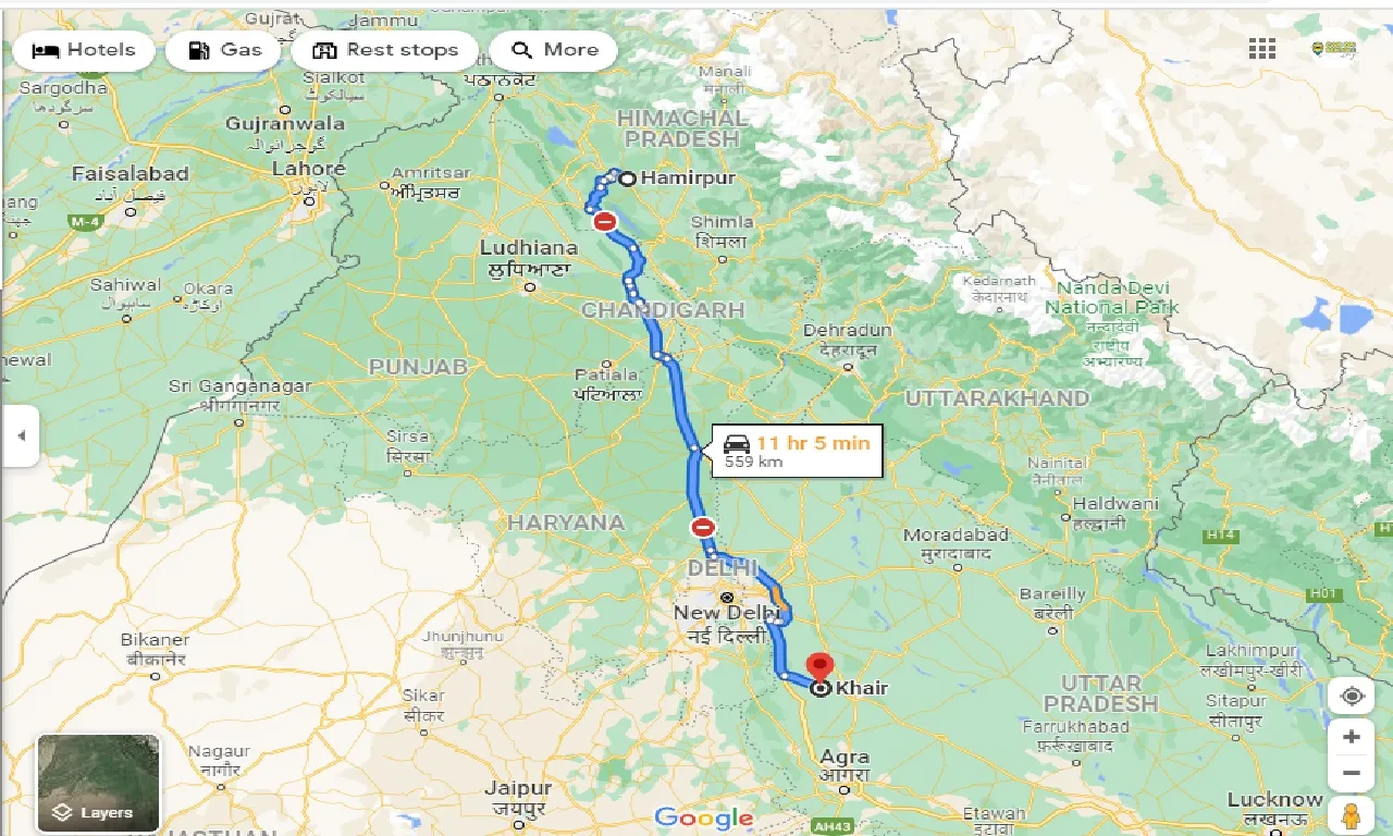 hamirpur-to-khair-one-way