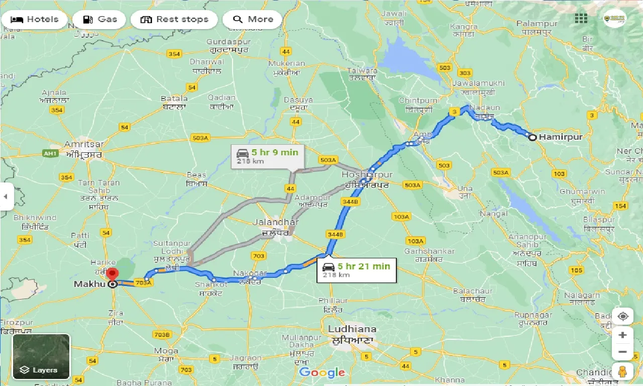 hamirpur-to-makhu-taxi