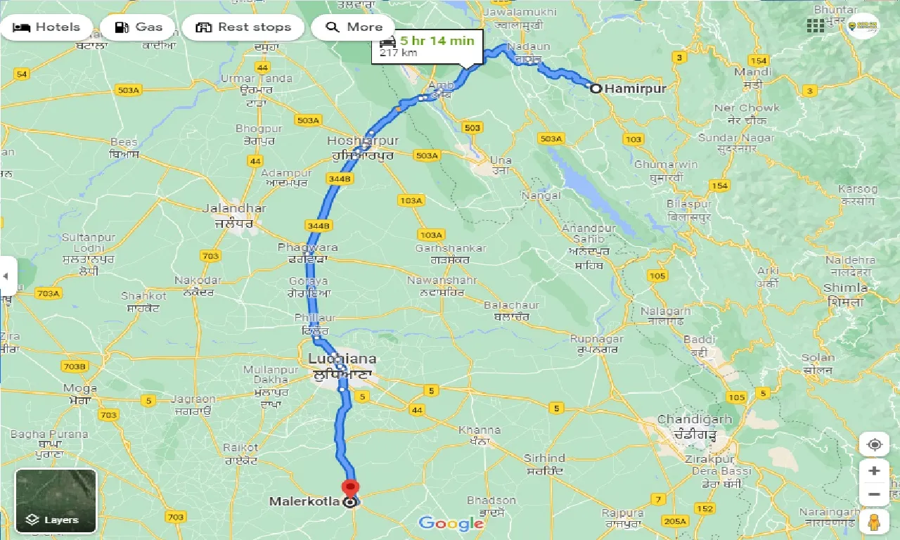 hamirpur-to-malerkotla-taxi