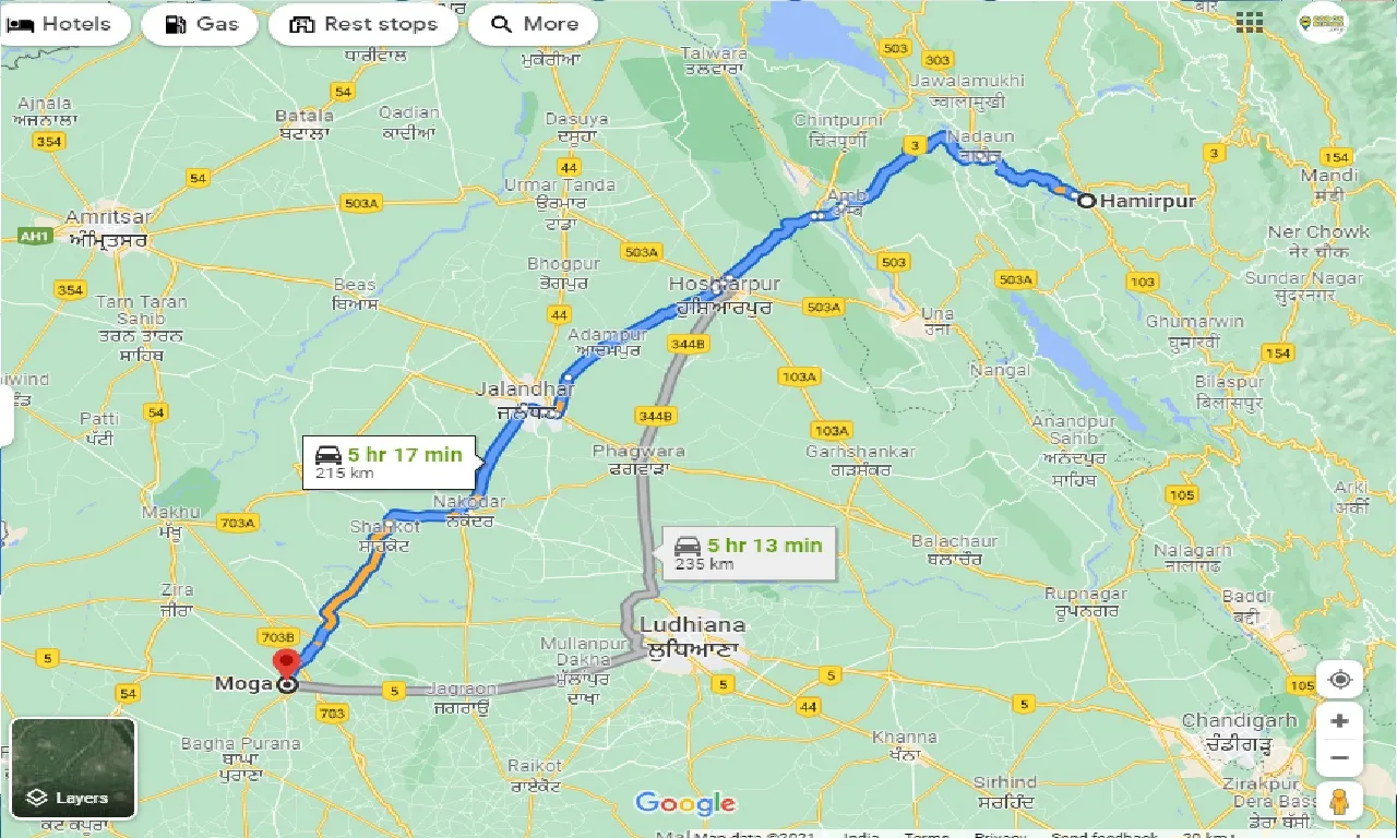 hamirpur-to-moga-one-way