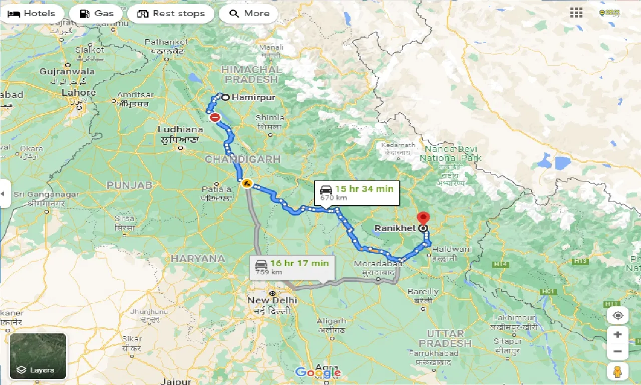 hamirpur-to-ranikhet-one-way