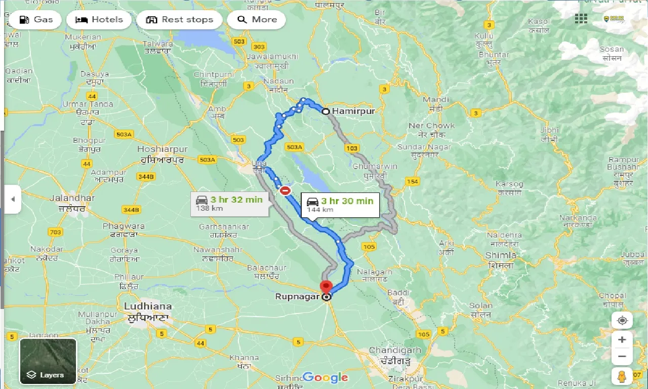 hamirpur-to-rupnagar-one-way
