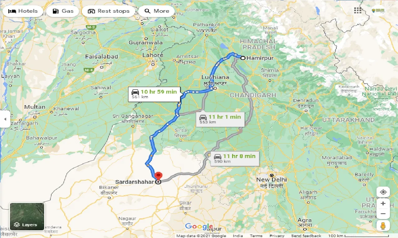 hamirpur-to-sardarshahar-taxi