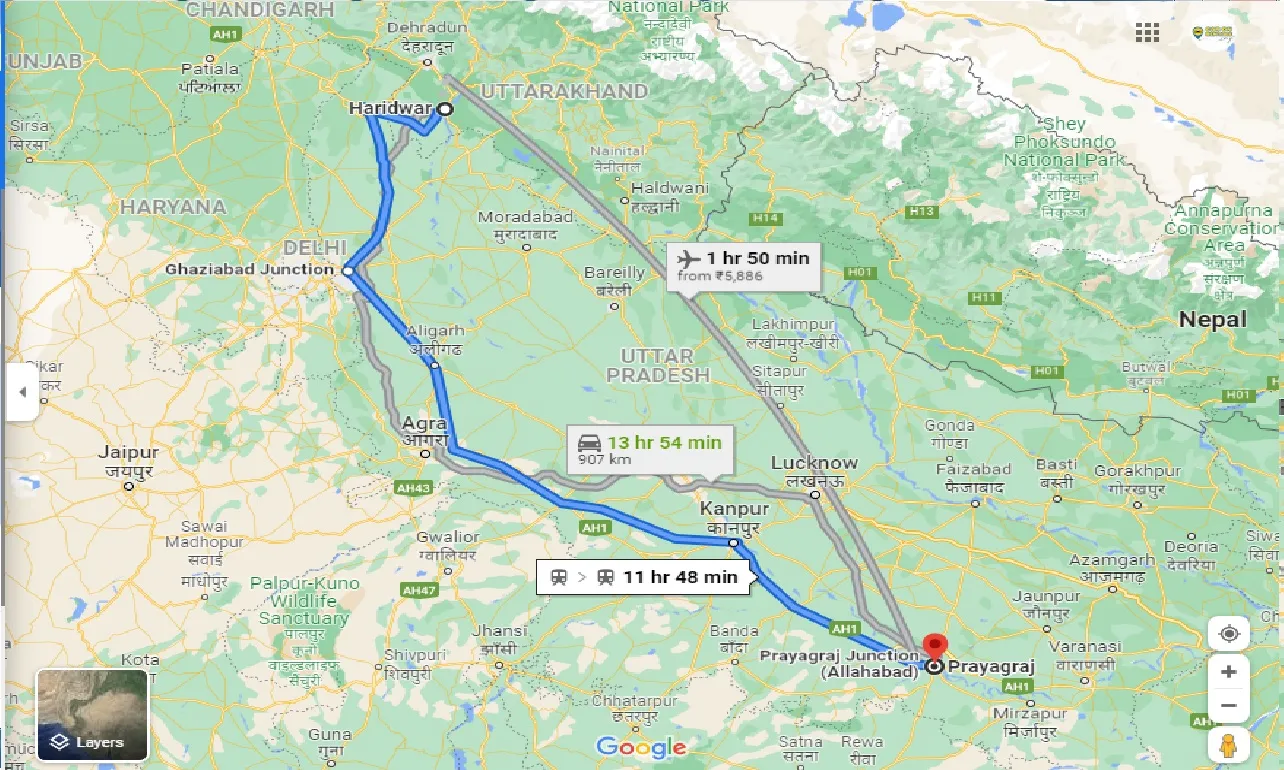 haridwar-to-allahabad-one-way