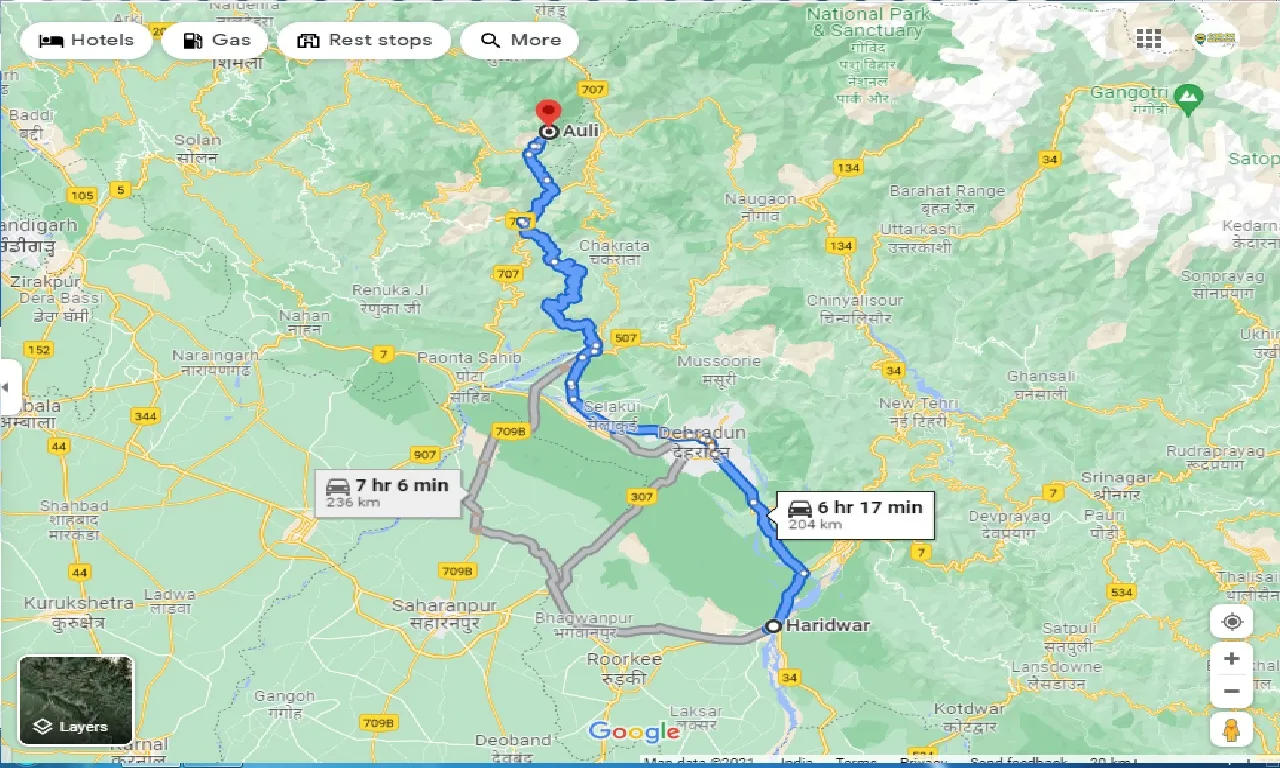 haridwar-to-auli-one-way
