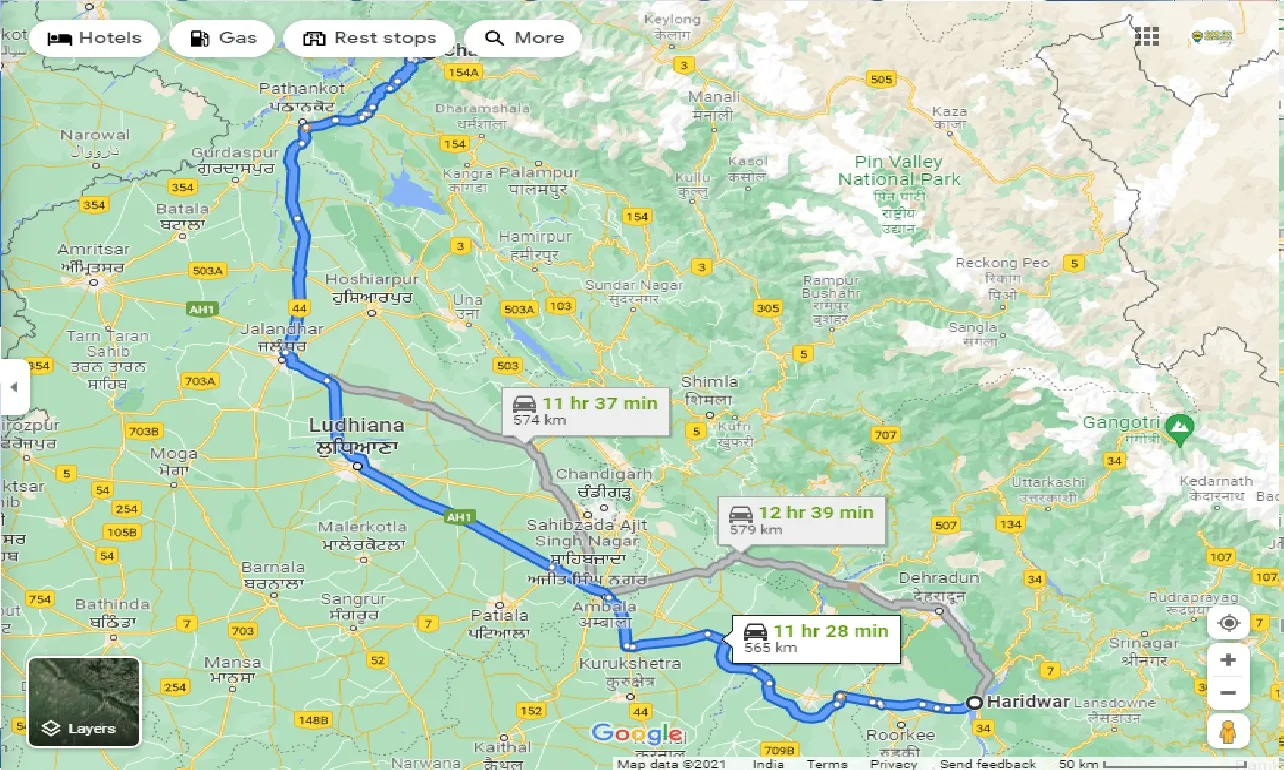 haridwar-to-chamba-hp-one-way