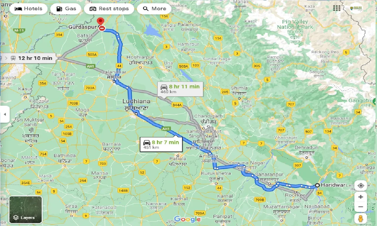haridwar-to-gurdaspur-one-way